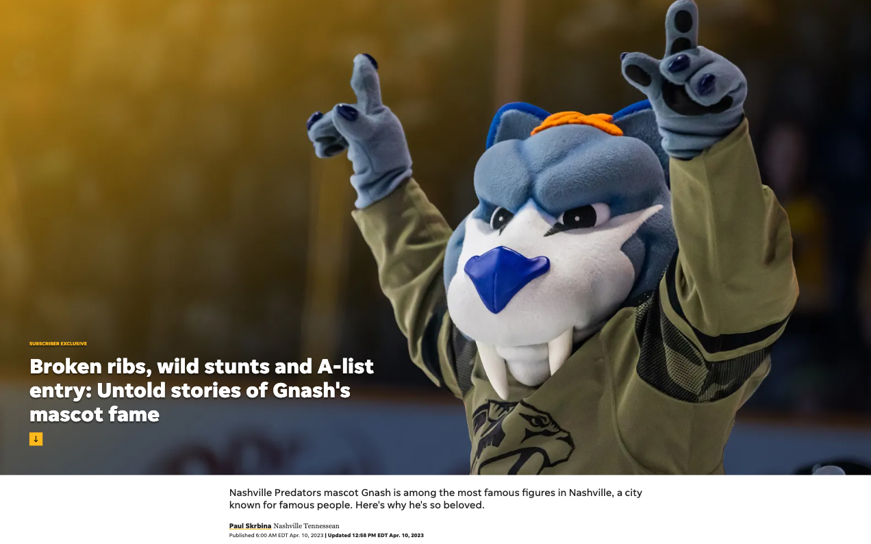 Screenshot of online article from The Tennessean about Gnash
